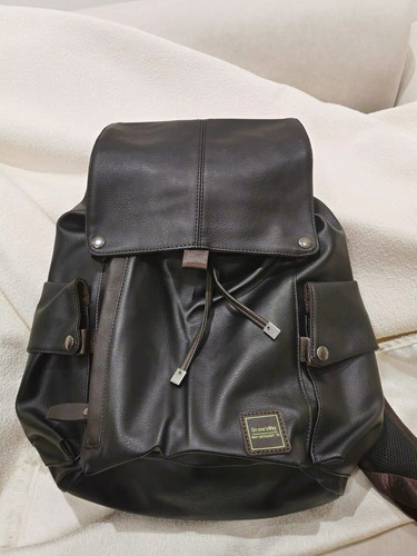 Faux leather drawstring - leather,