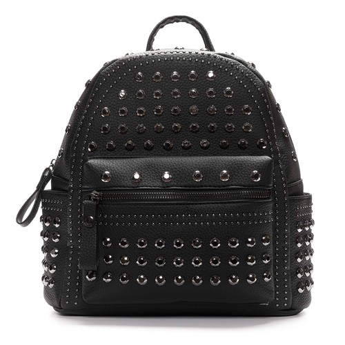 Black faux leather studded - black,