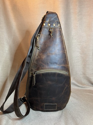 Distressed brown leather sling - distressed,