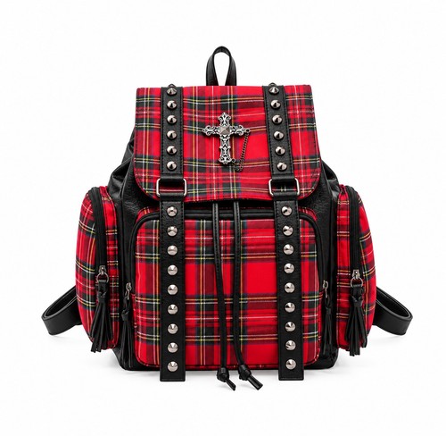 Red tartan plaid studded - plaid,