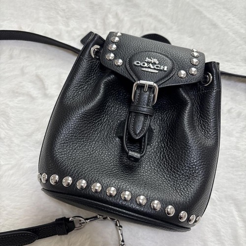 Coach black pebbled leather - black,